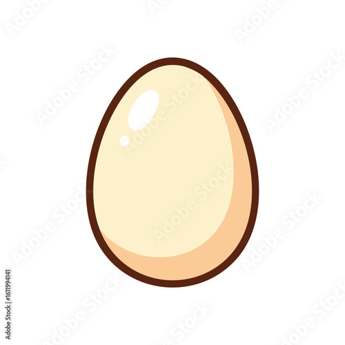 Classic Breakfast Egg Illustration. A single, stylized poultry oval, ideal for culinary themes or new beginnings. Its beige hue and simple design stand out on a dark backdrop.