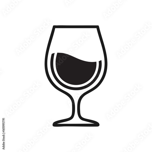 Elegant Wine Glass Icon. Minimalist graphic featuring a stylish drinking vessel, representing relaxation and celebration. Ideal for digital menus, event invitations, or app interfaces.