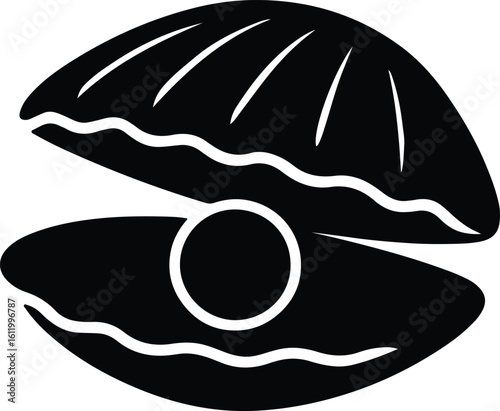 Silhouette oyster shell and pearl icon sea life vector illustrator