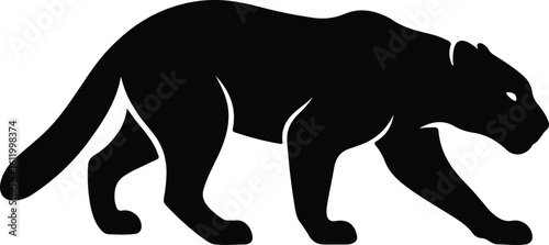 Silhouette Panther prowling creeping big cat vector illustrator