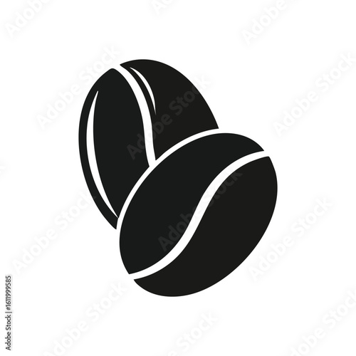 Minimalist Coffee Bean Icon. Clean, dark espresso seeds signify morning energy and rich aroma. Ideal for cafe menus, beverage branding, or digital designs requiring a bold, elegant aesthetic.