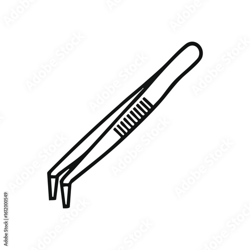 Precision Tweezers Icon. Elegant graphic of a versatile small gripping instrument. Ideal for delicate tasks requiring meticulous care and accurate handling.