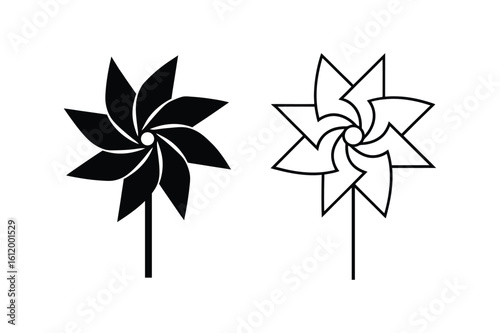 A set of pinwheel vector art illustration