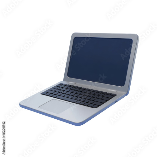 Modern laptop computer with empty screen isolated on black background for tech and design concepts