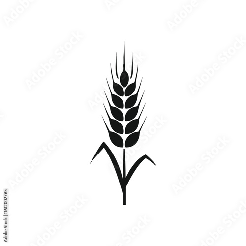 Dark Wheat Ear Icon. Minimalist grain spike silhouette on a deep background. This essential emblem embodies sustenance, natural growth, and agricultural prosperity.