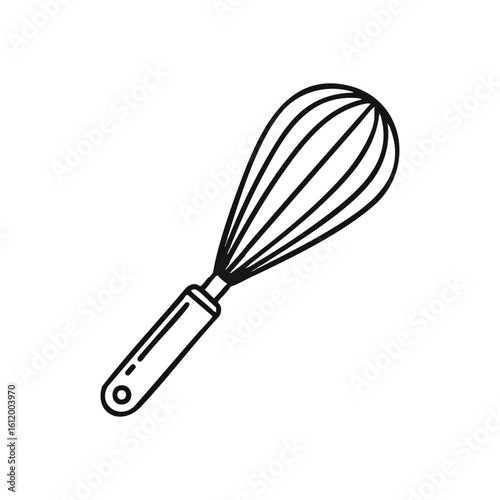 Classic Kitchen Whisk Utensil Icon. Simple graphical representation of a culinary tool. Excellent for baking endeavors, food themes, and home preparation concepts, symbolizing domestic skill.