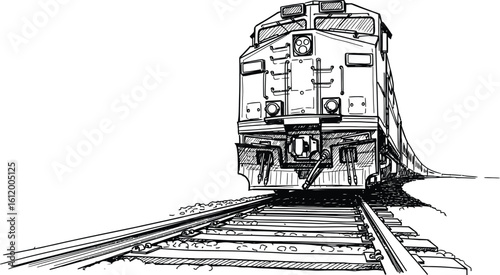 Sketch of a train on tracks drawing illustration of locomotive engine transportation design art