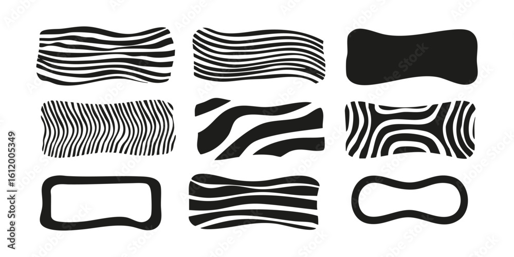 Abstract Wavy And Geometric Shapes Set. Modern Design Elements Collection. Isolated Vector Illustration Abstract Wavy And Geometric Shapes Set. Modern Design Elements Collection. Isolated Vector Illustration