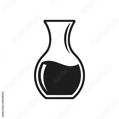 Modern Liquid Vessel Silhouette. This clean, abstract design showcases a sophisticated decanter filled with an unknown substance. Ideal for concepts of elegance or containment.
