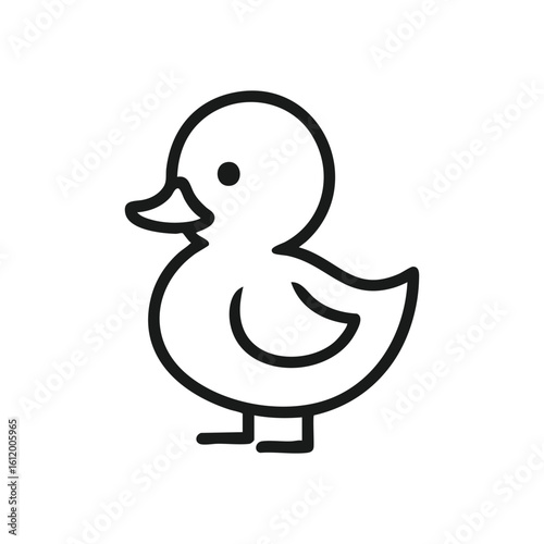 Adorable Cartoon Duckling Icon. A delightful vector graphic of a sweet baby fowl. This clean, minimalist artwork suggests innocence and playful charm, ideal for kids content.
