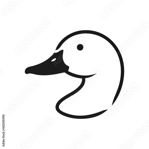 Minimalist Duck Profile. Clean, modern waterfowl emblem on dark background. This simple graphic conveys grace, tranquility, and natural beauty.