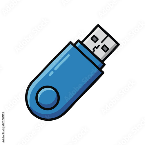 Portable USB Data Storage Device. A vibrant blue external memory unit, symbolizing digital information access and easy file transfer. Perfect for technology and education concepts.