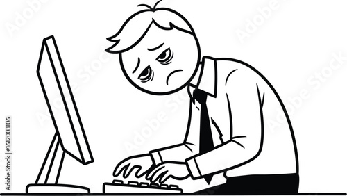 Tired overworked employee burnout concept illustration for mental health and stress relief tips