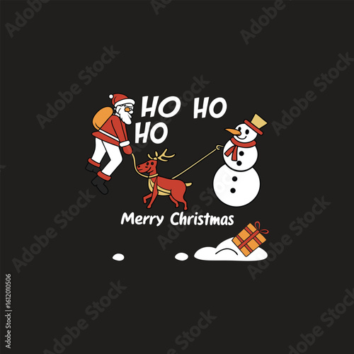 Ho-ho-ho---text-with-symbols--Santa--reindeer-vector ar