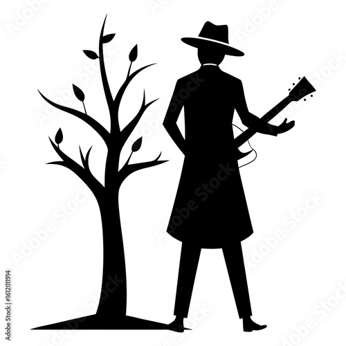 silhouette of guitar player