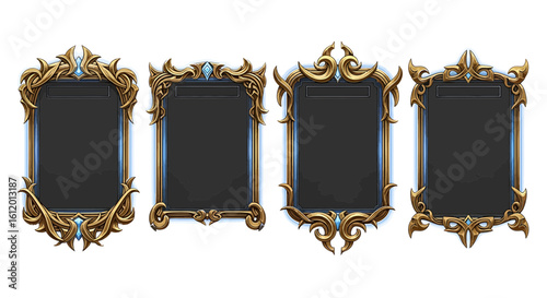 Intricate frame designs with black background.