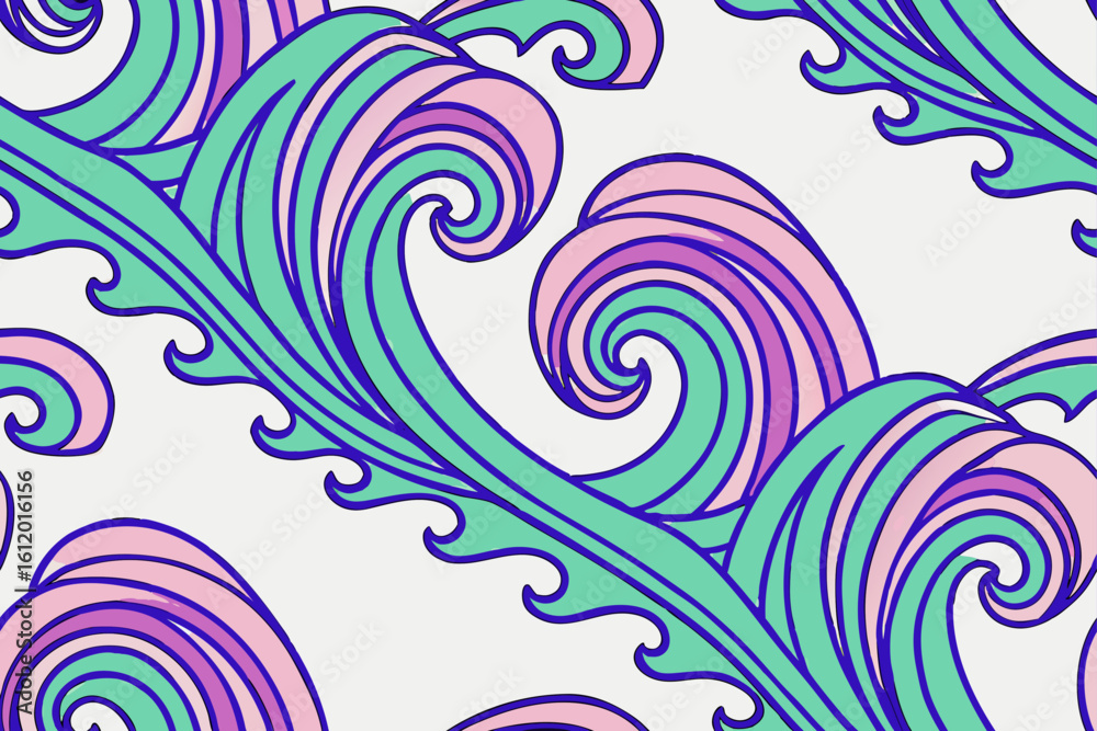 Fototapeta premium Abstract Swirling Waves With Pastel Colors pink