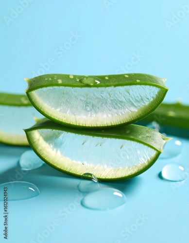 Wallpaper Mural Aloe vera slices stacked, water droplets Torontodigital.ca