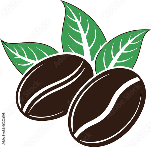 Soybean seed logo and natural green leaves, health food bean icon vector illustration