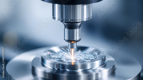 Wallpaper Mural Precision cnc machining center performs metal cutting operation with bright sparks flying. Advanced manufacturing technology demonstrates industrial automation and engineering excellence in modern Torontodigital.ca