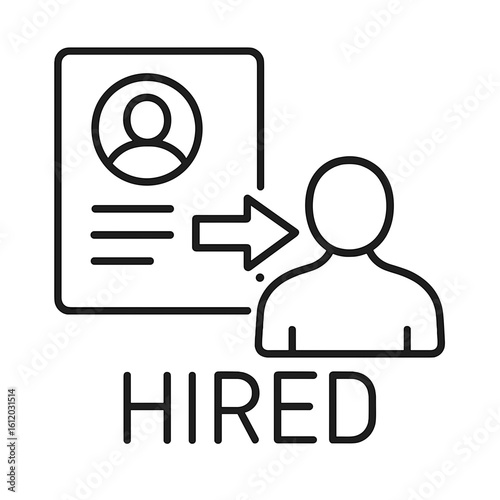 Job recruitment graphic depicting hired candidate profile  