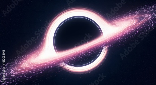Hyper detailed black hole simulation with animated lines and dots in space