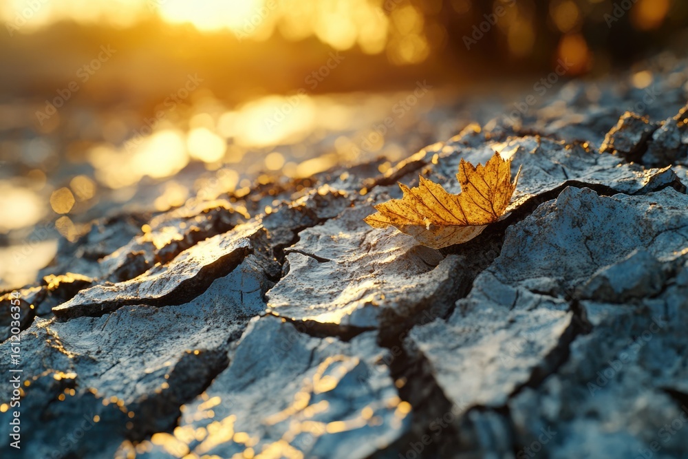 A single, dried leaf rests on cracked, sun-baked earth, signifying drought and autumn. A single, dried leaf rests on cracked, sun-baked earth, signifying drought and autumn.