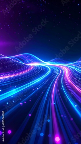 Abstract digital landscape with glowing lines
