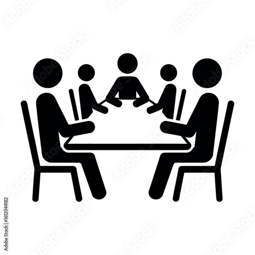 Five People Sitting Around a Table Icon group meeting