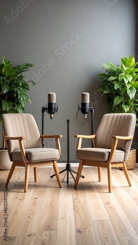 Cozy recording booth with armchairs