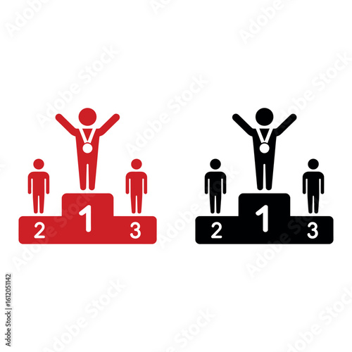 Red and Black Podium Winners with Medals Icons first place