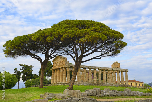 Temple of Athena or Temple of Ceres in Paestum, Greek temple of Magna Graecia, ruins of the ancient city of Paestum. UNESCO World Heritage Site, municipality of Capaccio, province of Salerno, Italy