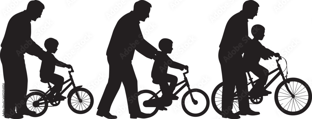Obraz premium riding bicycles silhouette