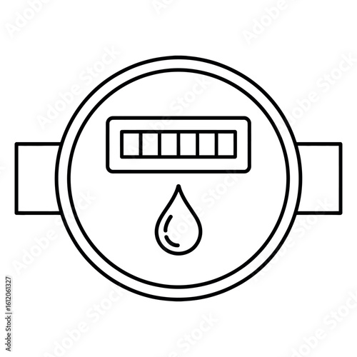 Water meter icon with drop and counter droplet