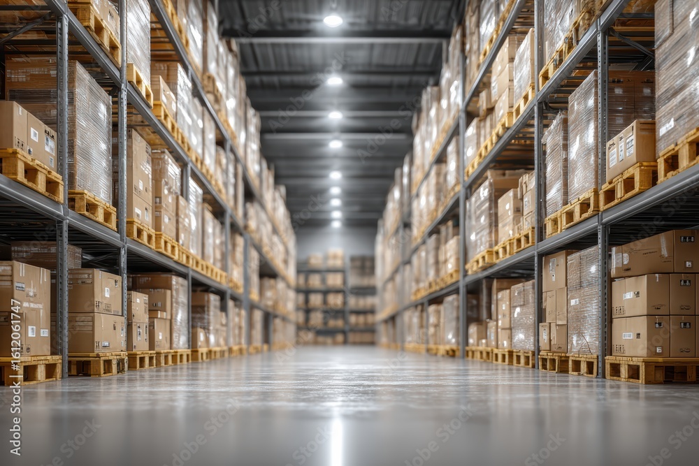 Fototapeta premium Futuristic warehouse a hitech hub of automation and efficiency