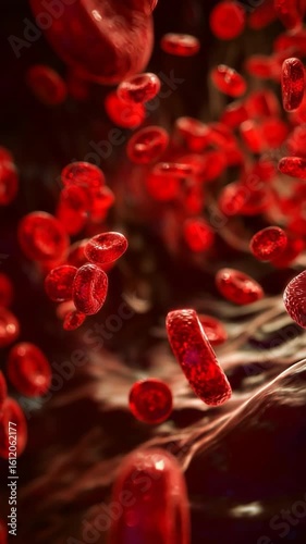 Red Blood Cells Floating in Stream in High Detail Medical Macro Animation
