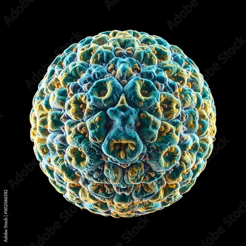 Spherical virus, intricate texture