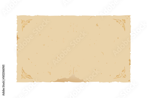 Vintage parchment paper with torn edges and decorative corners