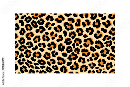 Classic leopard print seamless pattern with black and orange spots