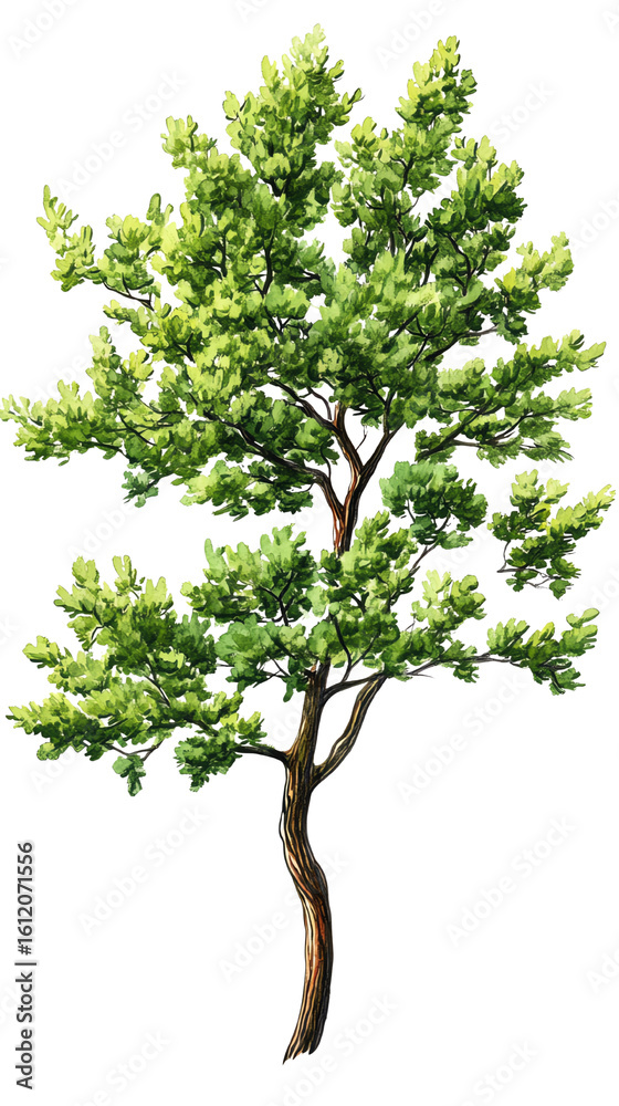 Obraz premium Isolated transparent A vibrant, leafy tree symbolizing nature's beauty and tranquility. PNG die-cut element for advertising