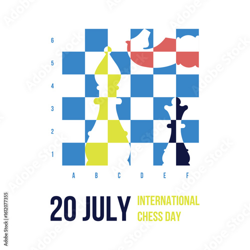 International Chess Day. July 20th. The chessboard. Vector illustration for printing, banners.
