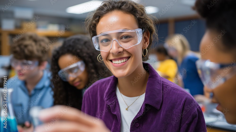 Obraz premium STEM Classroom Workshop with Interactive Chemistry Experiment