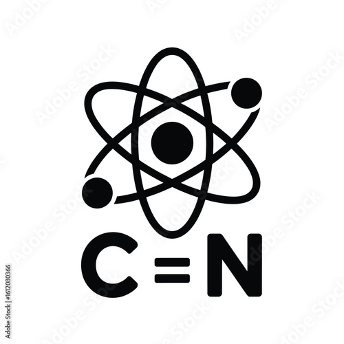 Cyanide molecule chemical formula silhouette isolated on white background