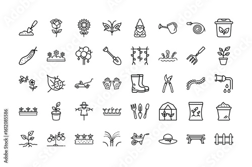 Gardening Icon Set for Plant Flower Farming Tool Eco Design