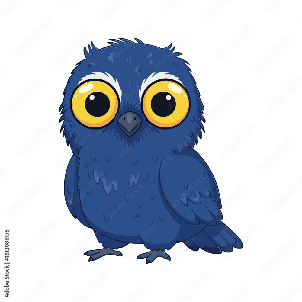 Fototapeta premium Adorable Big Eyed Little Blue Owl Vector Sticker Art For Kids and Animal Lovers