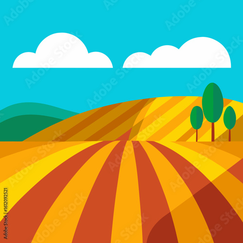 summer landscape with sun and clouds