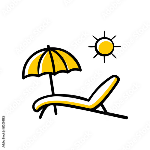 Beach Chair Icon – Sunbathing Lounge Flat Style