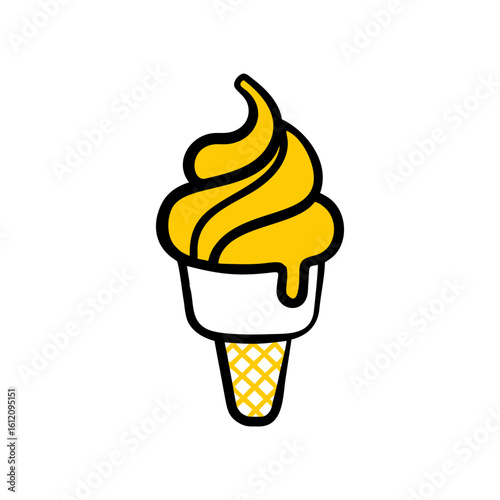 Ice Cream Icon – Swirl Cone Flat Style