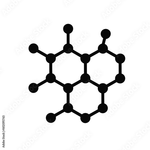 Black chemical molecule structure silhouette isolated on white background