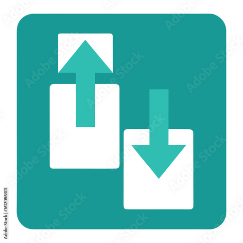 Upload and Download Arrow Icon in Blue Square for Data Transfer